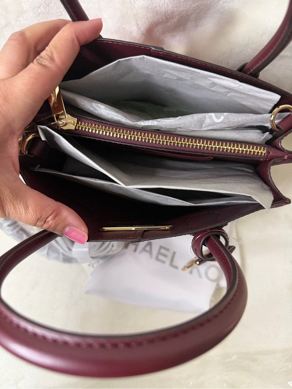 Michael Kors Mercer Pink & Burgundy Signature Tote Bag - Picture 5 of 5
